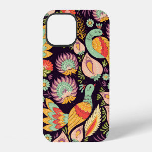 Funda Para iPhone 12 Patrón de fondo sin fisuras en fl tradicional folk