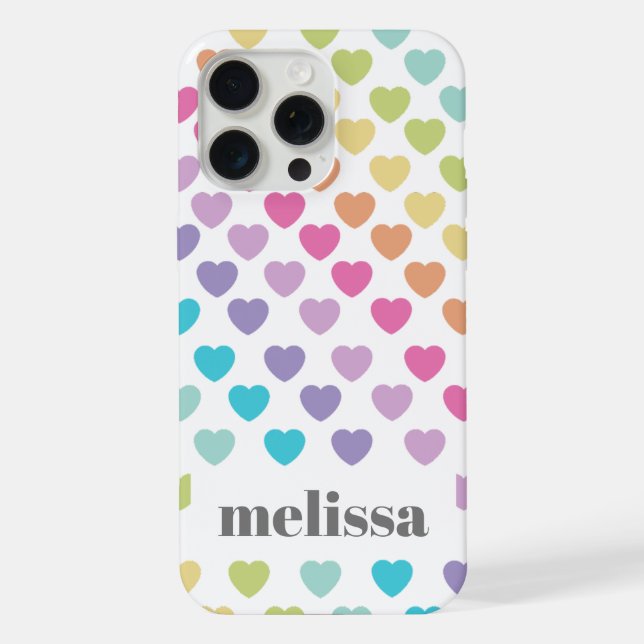 Funda Para iPhone Patrón de forma de corazón Pastel moderno (Reverso )
