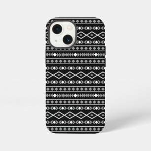 Funda Para iPhone 13 Mini Patrón de Formas Aztecas Gris Blanco Negro