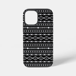 Funda Para iPhone 12 Mini Patrón de Formas Aztecas Gris Blanco Negro