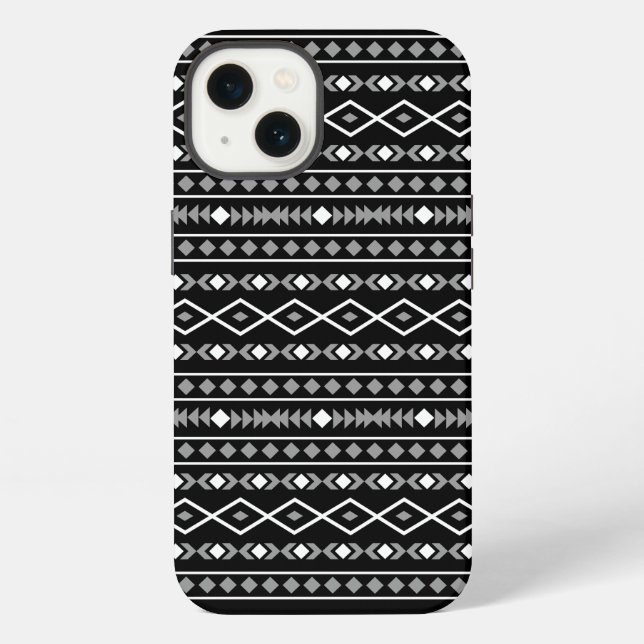 Funda Para iPhone Patrón de Formas Aztecas Gris Blanco Negro (Reverso )