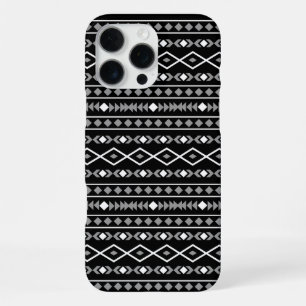 Funda Para iPhone 16 Pro Max Patrón de Formas Aztecas Gris Blanco Negro