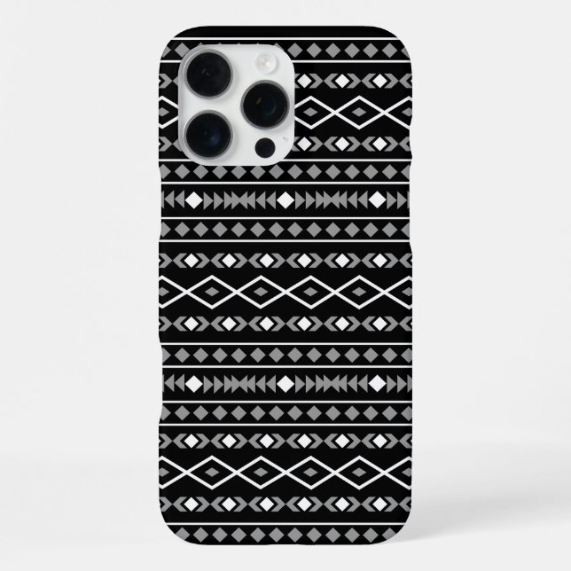 Funda Para iPhone Patrón de Formas Aztecas Gris Blanco Negro (Reverso )