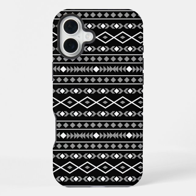 Funda Para iPhone Patrón de Formas Aztecas Gris Blanco Negro (Reverso )