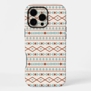 Funda Para iPhone 16 Pro Max Patrón de Formas Aztecas Óxido Teal Crema