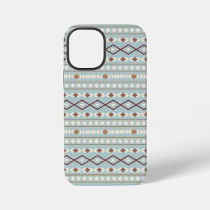 Funda Para iPhone 12 Mini Patrón de Formas Aztecas Rojizo Crema Azul Teal