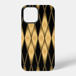 Funda Para iPhone 12 Patrón de formas doradas y negras sin fisuras