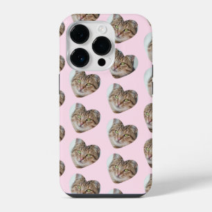 Funda Para iPhone 14 Pro Patrón de Foto del Corazón de Gato o Perro Persona