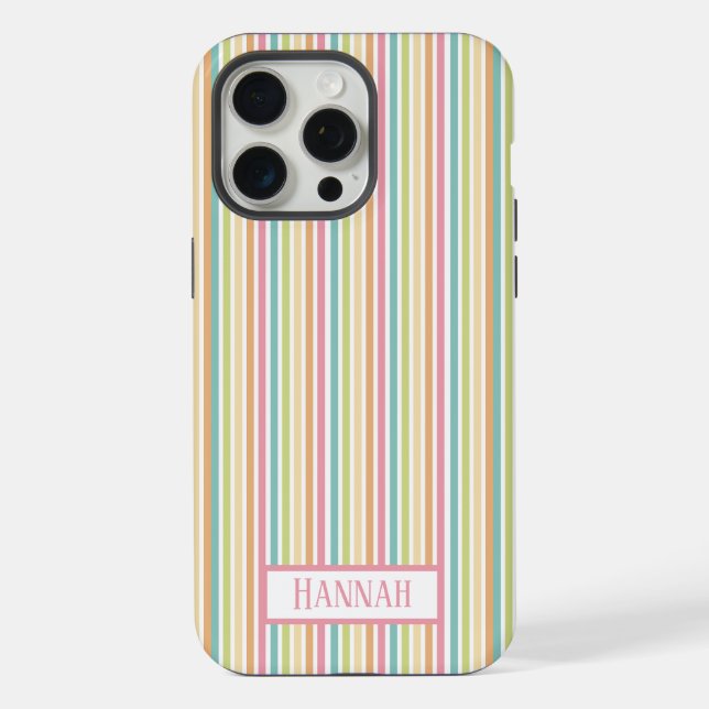 Funda Para iPhone Patrón de franja vertical de arcoíris pastel perso (Reverso )