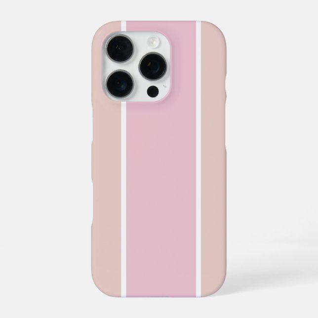 Funda Para iPhone Patrón de franja vertical suave rosa y beige (Reverso)