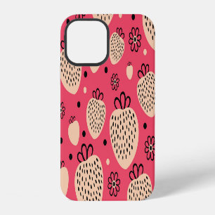 Funda Para iPhone 12 Patrón de fresa rosa: diseño dulce sin costuras