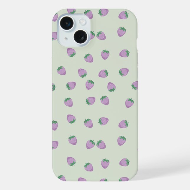 Funda Para iPhone Patrón de Fresas Moradas (Reverso )