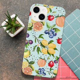 Funda Para iPhone 14 Patrón de frutos antiguos coloridos y modernos Azu