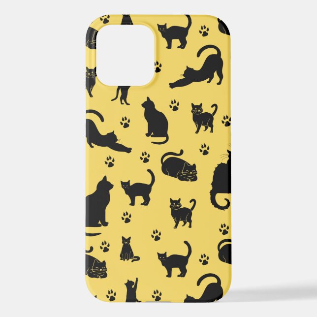 Funda Para iPhone Patrón de gato negro (Reverso )