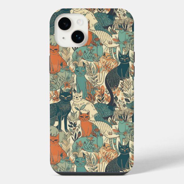 Funda Para iPhone Patrón de gatos (Reverso)