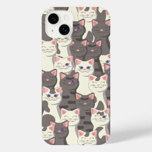 Funda Para iPhone 14 Plus Patrón de gatos blancos y grises