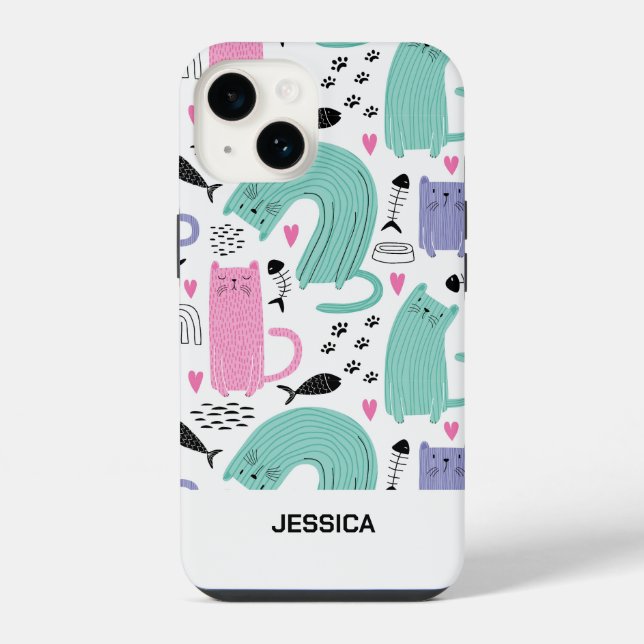 Funda Para iPhone Patrón de gatos de corte (Reverso )