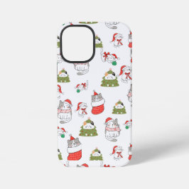 Funda Para iPhone 12 Mini Patrón de gatos de Navidad lindos – Diseño festivo