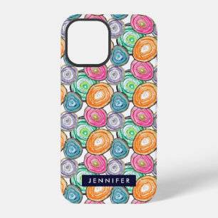 Funda Para iPhone 12 Pro Patrón de geoda personalizado rosa verde naranja l