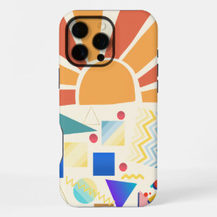 Funda Para iPhone 16 Pro Max Patrón de geometría azul moderno Estrella de sol r