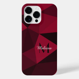 Funda Para iPhone 14 Pro Max Patrón de geometría negra rosa magenta roja Monogr
