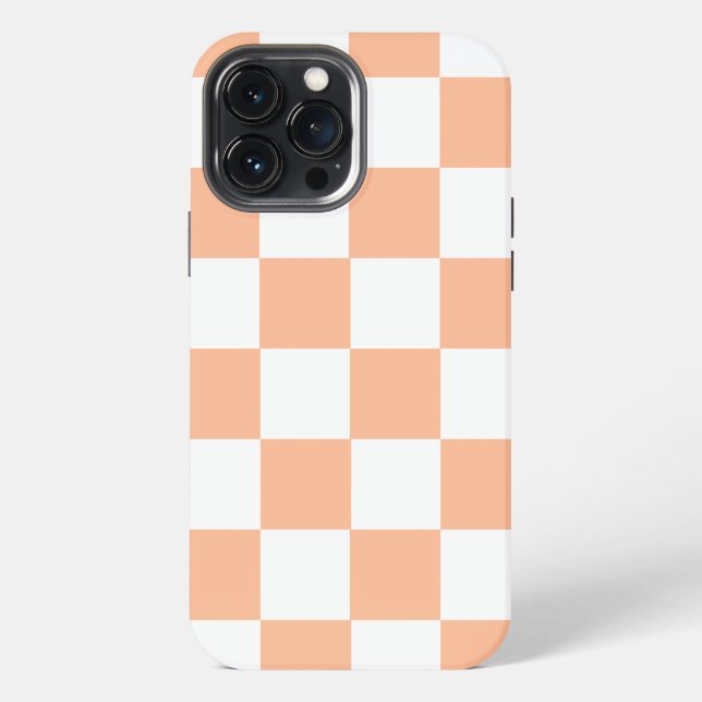 Funda Para iPhone Patrón de Gingham a Cuadros Peach Fuzz (Reverso )