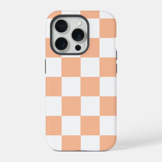 Funda Para iPhone Patrón de Gingham a Cuadros Peach Fuzz (Reverso )