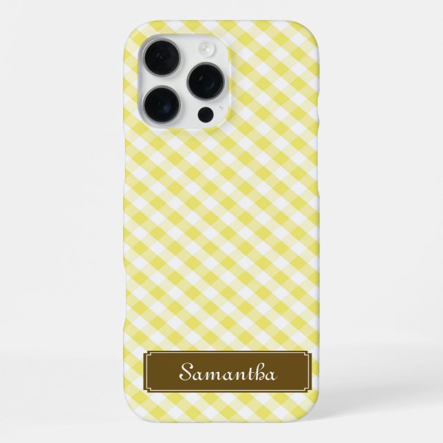 Funda Para iPhone Patrón de Gingham amarillo (Reverso )