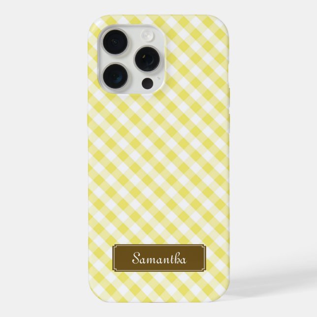 Funda Para iPhone Patrón de Gingham amarillo (Reverso )