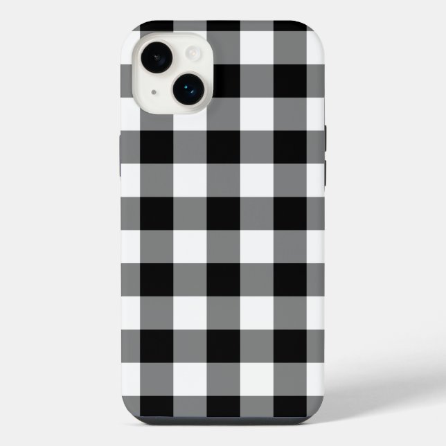 Funda Para iPhone Patrón de Gingham blanco y negro (Reverso)