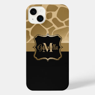 Funda Para iPhone 14 Plus Patrón de Giraffe Negra y Dorada
