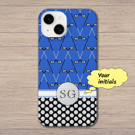 Funda Para iPhone 14 Patrón de golf inicial azul