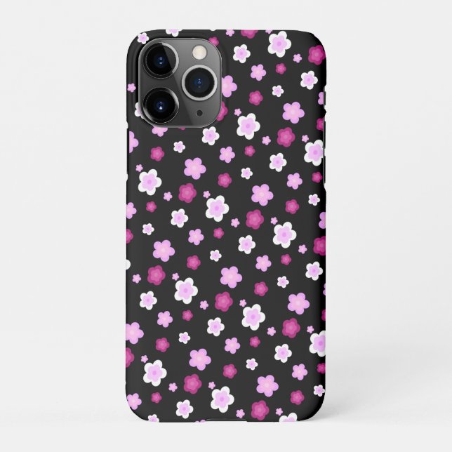 Funda Para iPhone Patrón de gradiente floral de flor rosada (Reverso)