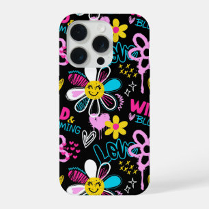 Patrón de Grafiti de Flor Sonriente de Moda