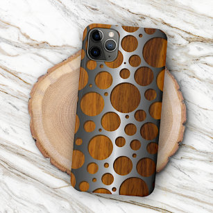 Funda Para iPhone 11Pro Max Patrón de grano de madera Metalizado moderno y mod