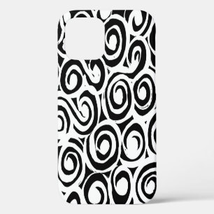 Funda Para iPhone 12 Patrón de grunge de pincel. Vintage blanco y negro