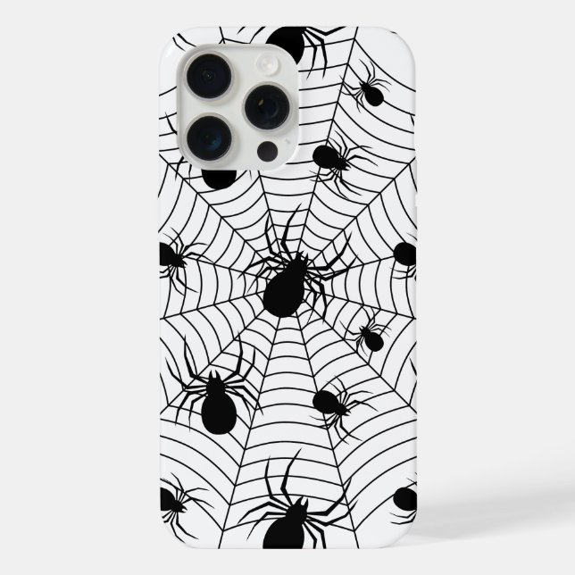 Funda Para iPhone Patrón de halloween de arañas blancas negras (Reverso )