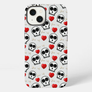 Patrón de Halloween de calaveras y corazones rojos