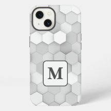 Patrón de hexágono geométrico blanco y gris monogr