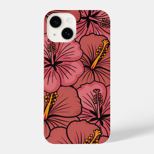 Funda Para iPhone Patrón de hibiscus cutáneo (Reverso )