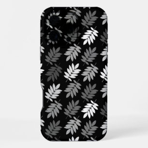 Funda Para iPhone 16 Pro Max Patrón de hoja de anciano negro blanco gris