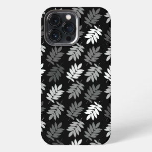 Funda Para iPhone 13 Pro Max Patrón de hoja de anciano negro blanco gris