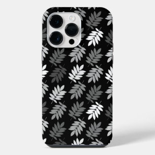 Funda Para iPhone 14 Pro Max Patrón de hoja de anciano negro blanco gris