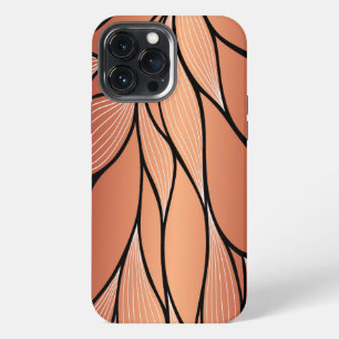 Funda Para iPhone 13 Pro Max Patrón de hoja de bronce cobrizo rústico