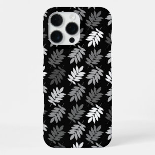 Funda Para iPhone 16 Pro Max Patrón de hoja de saúco negro blanco gris