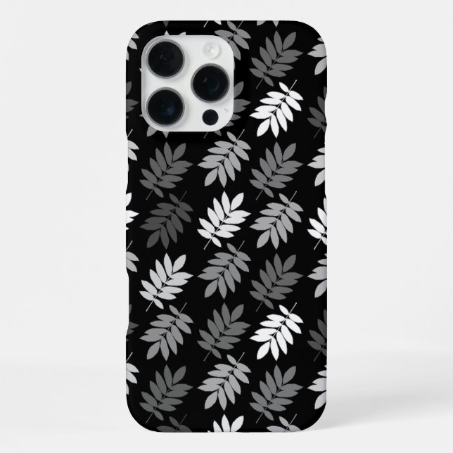 Funda Para iPhone Patrón de hoja de saúco negro blanco gris (Reverso )