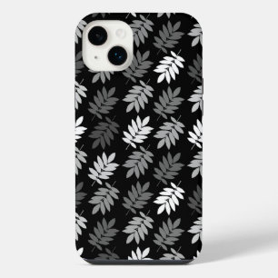 Funda Para iPhone 14 Plus Patrón de hoja de saúco negro blanco gris
