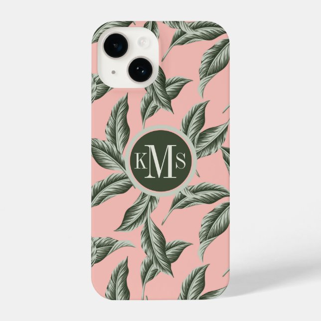 Funda Para iPhone Patrón de hojas de jardín tropical (Reverso )