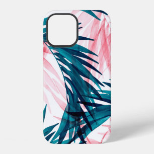 Funda Para iPhone 12 Patrón de hojas de palma verdes y rosas