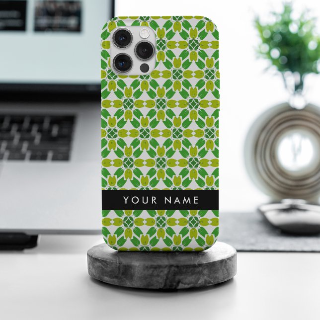 Funda Para iPhone Patrón de hojas, hojas verdes, nombre (Subido por el creador)